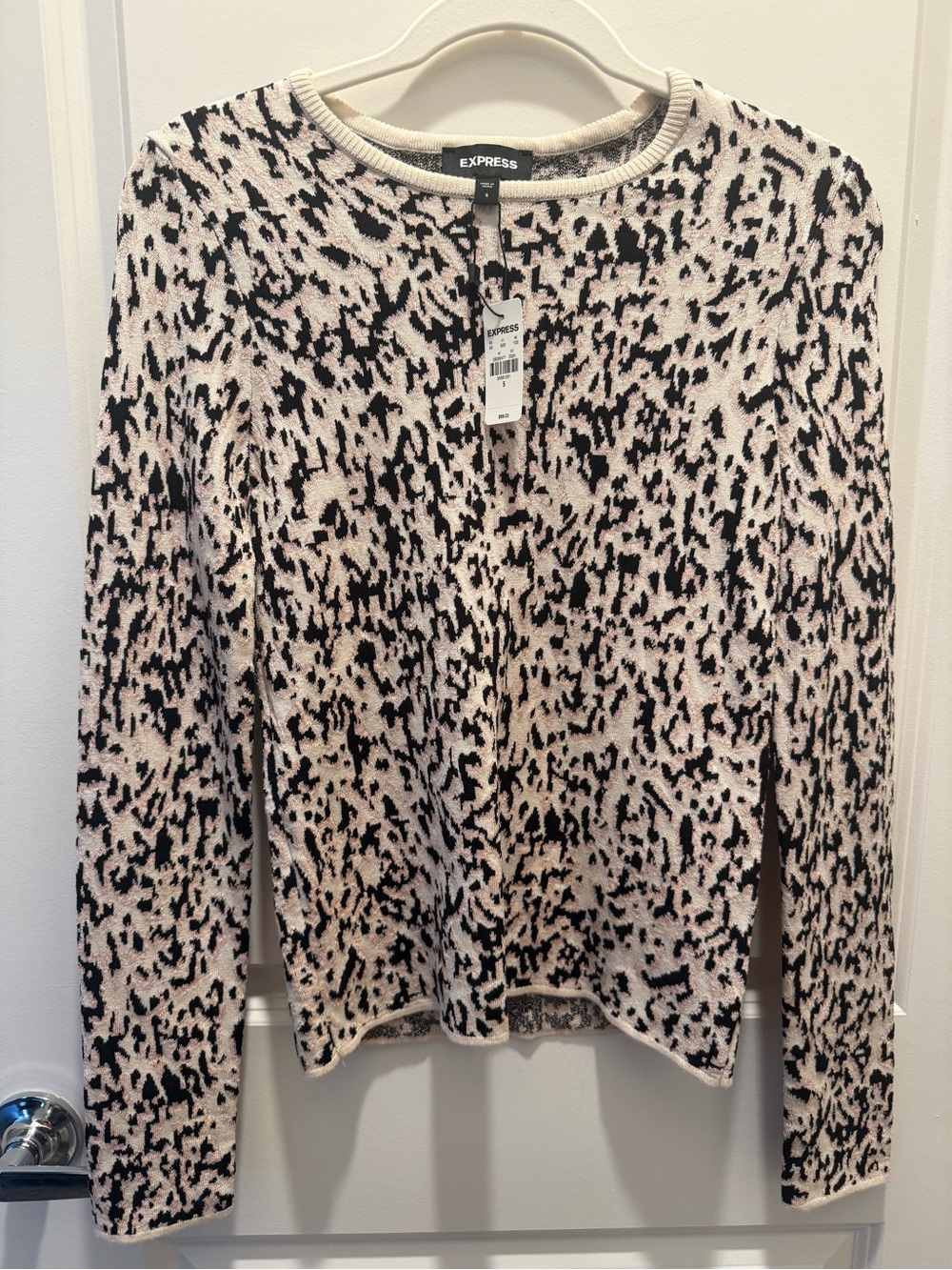 Express Women's Pink & Black Animal Print Long Sleeve Top NWT